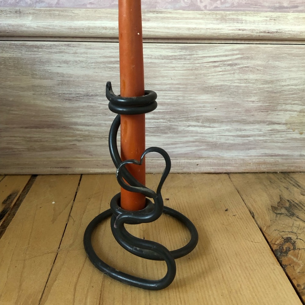 Winding heart candle holder.